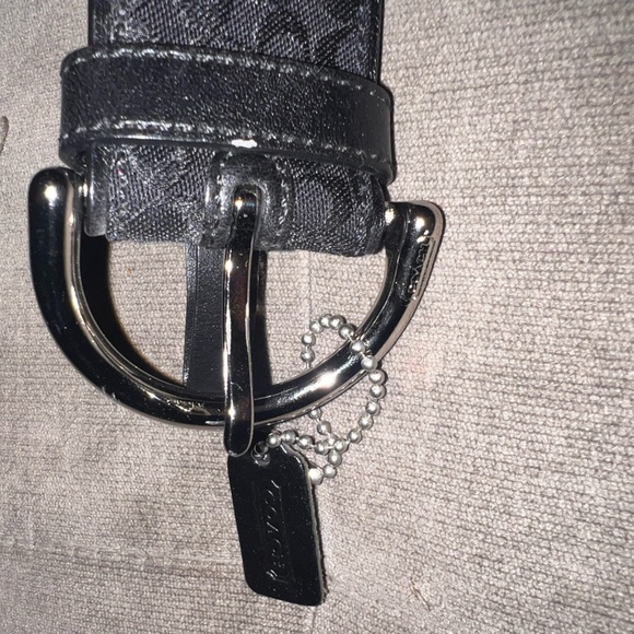 COACH Belt | Black Leather & Canvas Monogram Belt - NEVER WORN - Size Medium - Picture 7 of 8